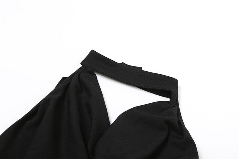 Cowl neck halter solid backless button sleeveless top