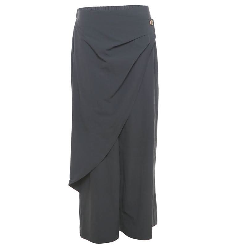 Button wide leg high rise pant